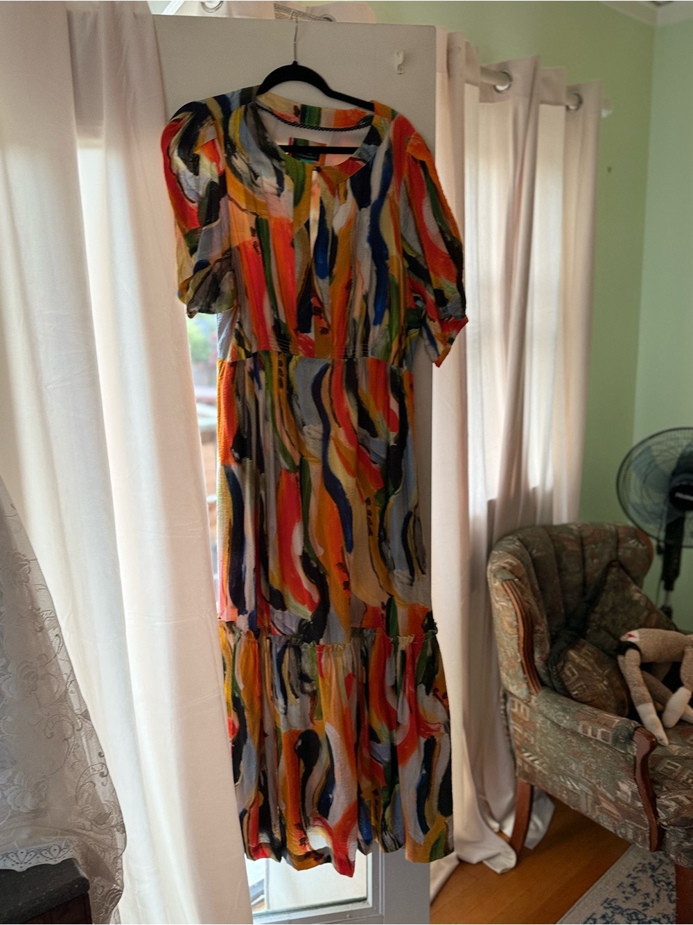 Anthropologie Multicolor Avant-garde  Maxi Dress in Red, Blue, Yellow, Green